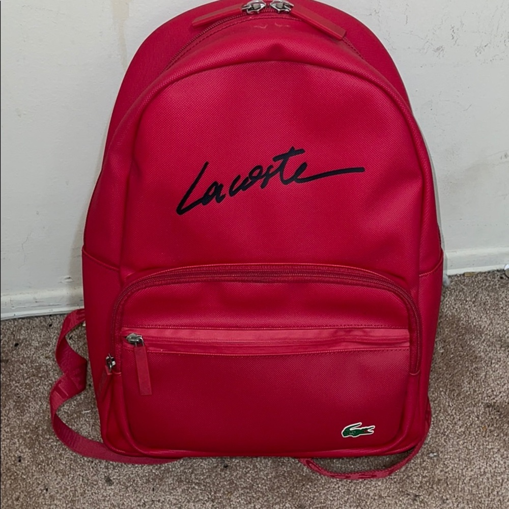 red lacoste backpack